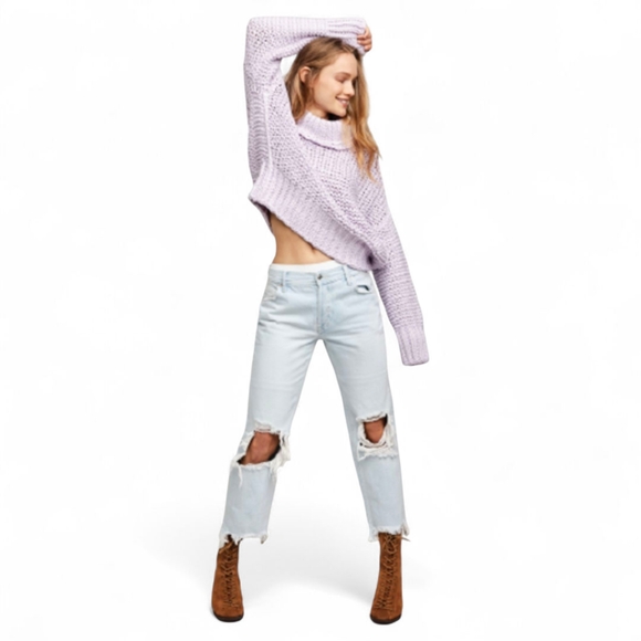 FP We The Free Maggie Distressed Crop Jeans 27 – Vintage Blue, Off-Duty Look - Picture 1 of 16